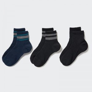 Uniqlo Crew Pile Lined (3 Pairs) Sokken Dames Donkerblauw | 9975467