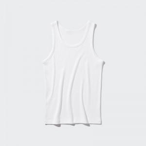 Uniqlo Dry Color Ribbed Tanktop Dames Wit | 9459173