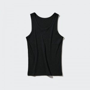 Uniqlo Dry Color Ribbed Tanktop Dames Zwart | 9103672