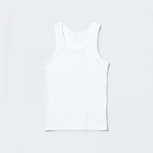 Uniqlo Dry Color Ribbed Tanktop Heren Wit | 9873454