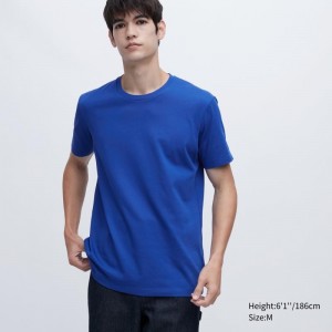 Uniqlo Dry Crew Neck Short-sleeve Color T-shirts Heren Blauw | 3376744