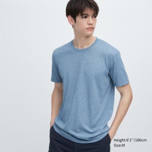 Uniqlo Dry Crew Neck Short-sleeve Color T-shirts Heren Blauw | 5042206