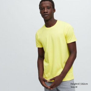 Uniqlo Dry Crew Neck Short-sleeve Color T-shirts Heren Geel | 311103