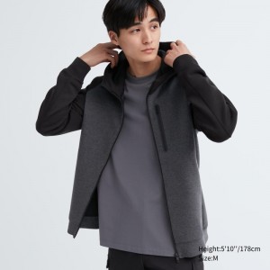 Uniqlo Dry Stretch Sweat Full-zip Color Block Hoodie Heren Grijs | 4810612