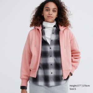 Uniqlo HEATTECH Pile-Lined Sweat Full-Zip Hoodie Dames Roze | 2833487