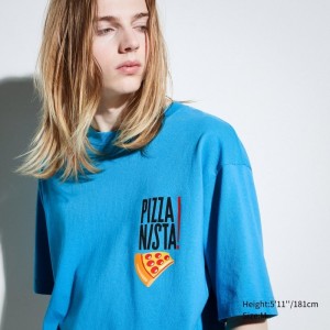 Uniqlo L.A. Eats Ut Oversized Short-sleeve Graphic Pizzanista! T-shirts Heren Blauw | 9704009