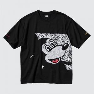 Uniqlo Mickey Mouse X Keith Haring Ut Oversized Short-sleeve Graphic T-shirts Heren Zwart | 4494532