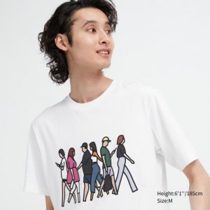 Uniqlo PEACE FOR ALL Short-Sleeve Graphic Julian Opie T-shirts Dames Wit | 1214819