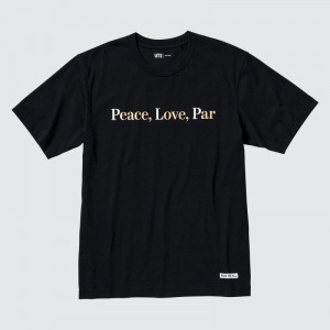 Uniqlo PEACE FOR ALL Short-Sleeve Graphic Adam Scott T-shirts Heren Zwart | 2444004