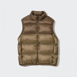 Uniqlo Ultra Light Down Wide Quilt Color Block Vest Heren Bruin | 5378670