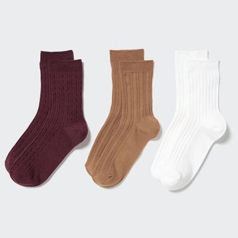 Uniqlo 3 Pairs Sokken Dames Bordeaux | 8647389