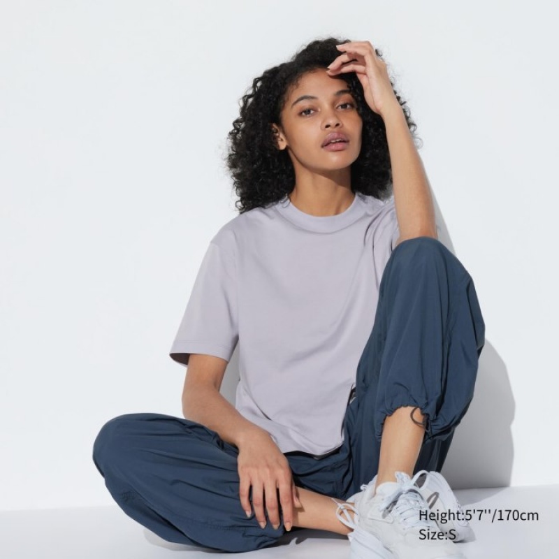 Uniqlo AIRism Cotton Short Sleeve T-shirts Dames Grijs | 4426077