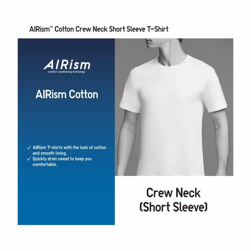 Uniqlo Airism Cotton Crew Neck T-shirts Heren Wit | 27448