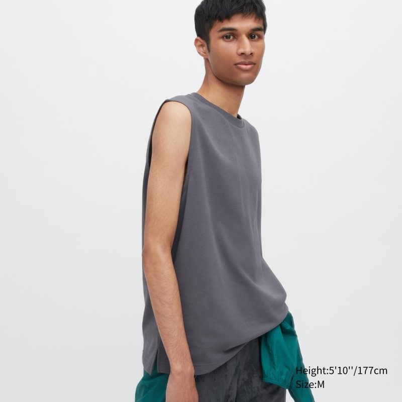 Uniqlo Airism Cotton Sleeveless T-shirts Heren Grijs | 3100682