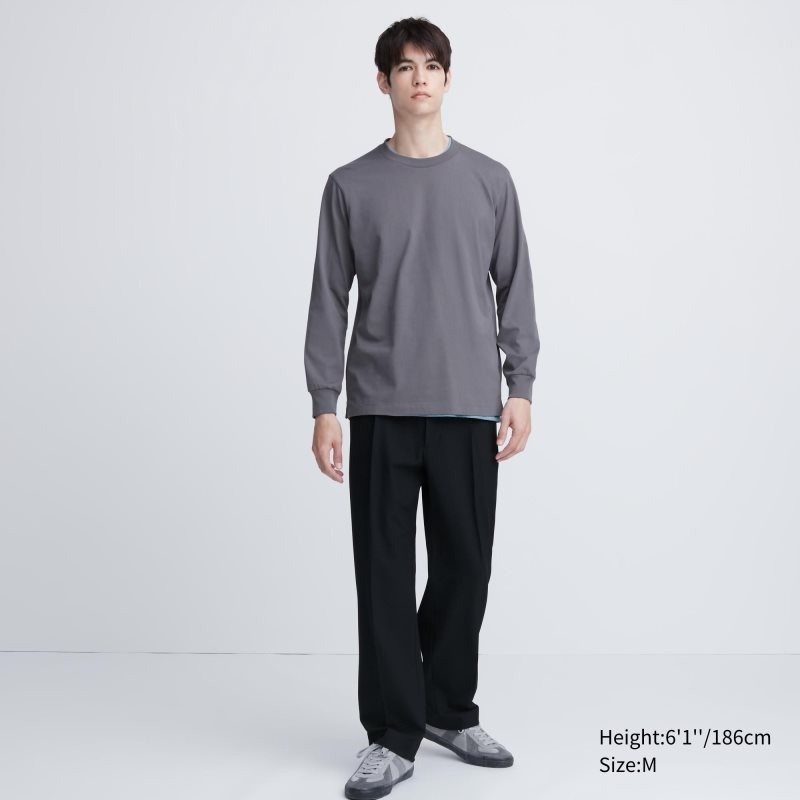 Uniqlo Airism Cotton Uv Protection Crew Neck T-shirts Heren Grijs | 3119523