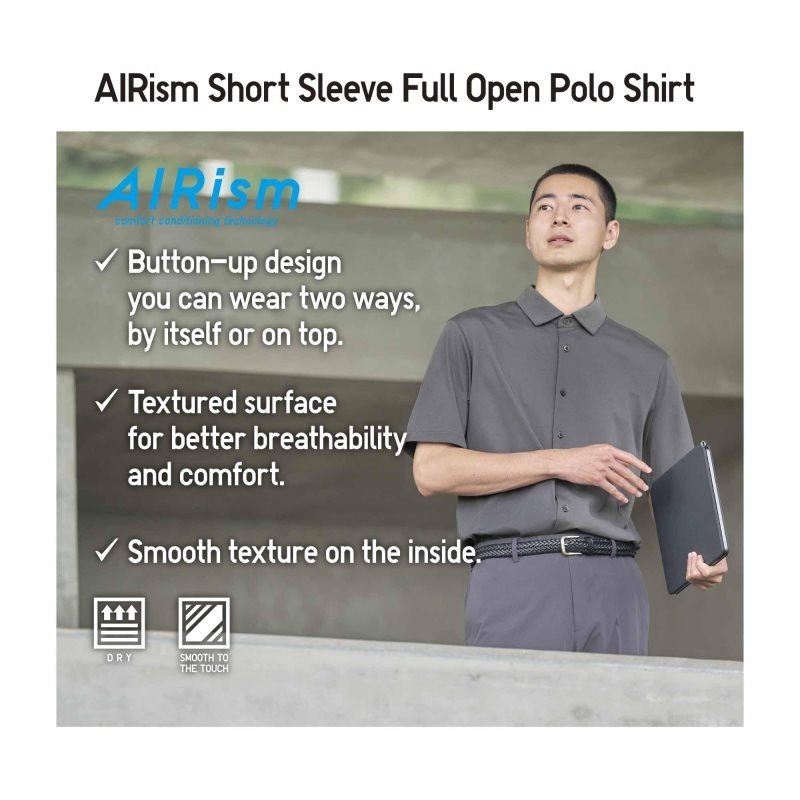 Uniqlo Airism Full Open Short-sleeve Poloshirt Heren Roze | 5676457
