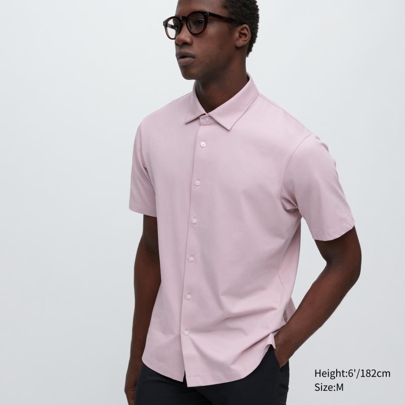 Uniqlo Airism Full Open Short-sleeve Poloshirt Heren Roze | 5676457