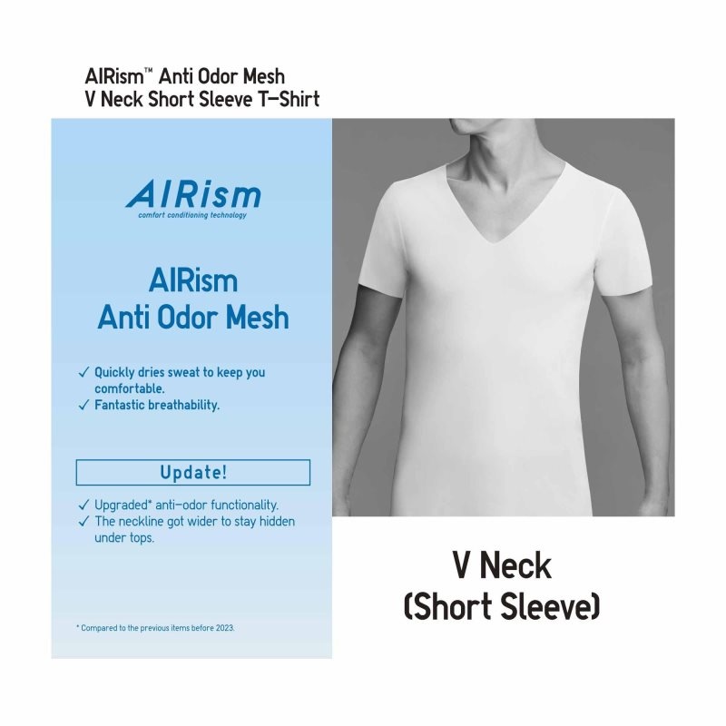Uniqlo Airism Mesh Anti-odor V-neck T-shirts Heren Beige | 1390334