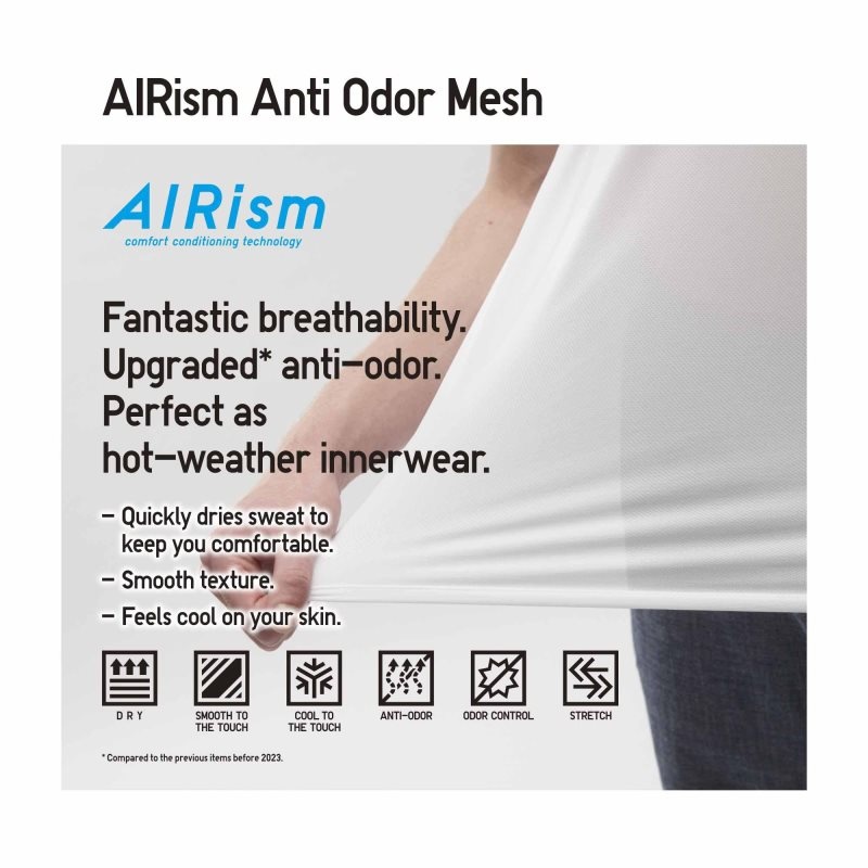 Uniqlo Airism Mesh Anti-odor V-neck T-shirts Heren Beige | 1390334