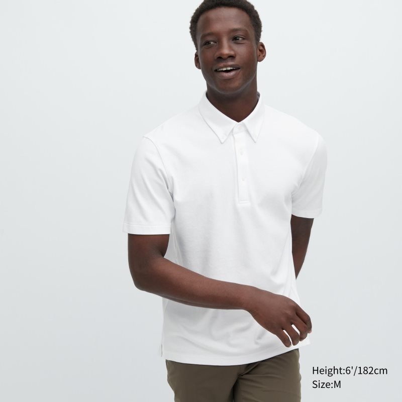 Uniqlo Airism Pique Short-sleeve Poloshirt Heren Wit | 8989569