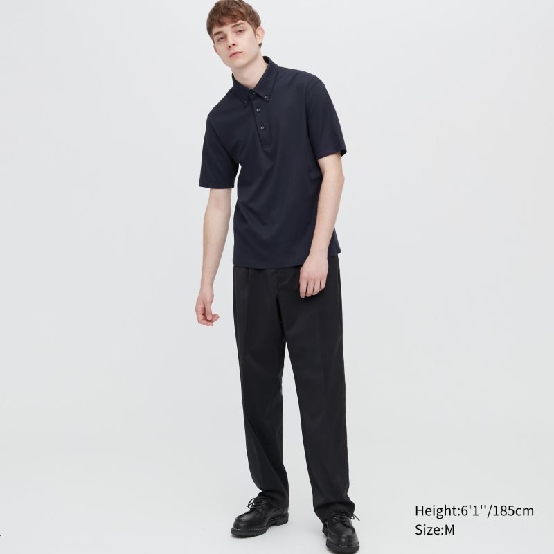 Uniqlo Airism Pique Short-sleeve Poloshirt Heren Donkerblauw | 3137170