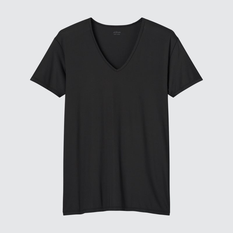 Uniqlo Airism V-neck Short-sleeve T-shirts Heren Zwart | 5529612