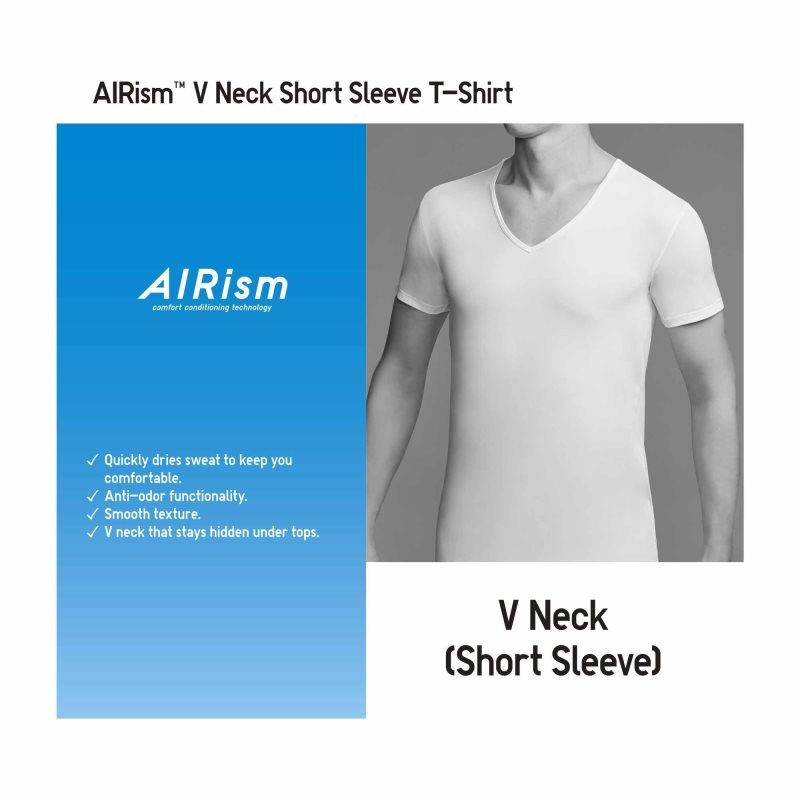 Uniqlo Airism V-neck Short-sleeve T-shirts Heren Grijs | 3699984