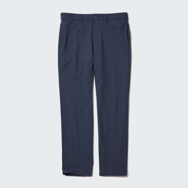 Uniqlo Airsense Ultra Light Seersucker Relaxed Fit Broek Heren Donkerblauw | 7645527