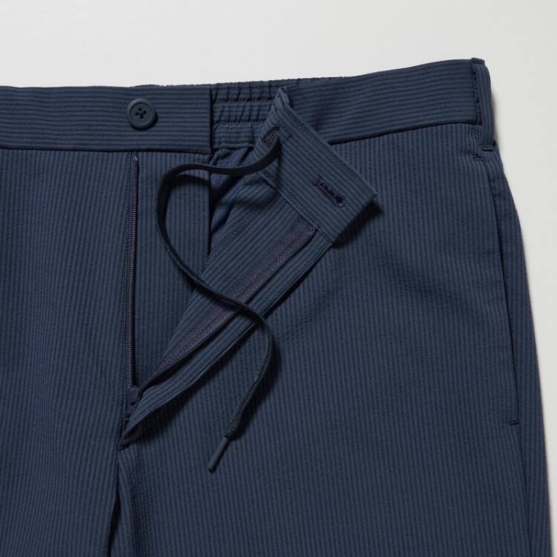 Uniqlo Airsense Ultra Light Seersucker Relaxed Fit Broek Heren Donkerblauw | 7645527