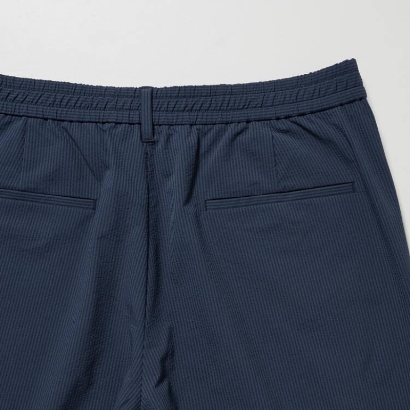 Uniqlo Airsense Ultra Light Seersucker Relaxed Fit Broek Heren Donkerblauw | 7645527