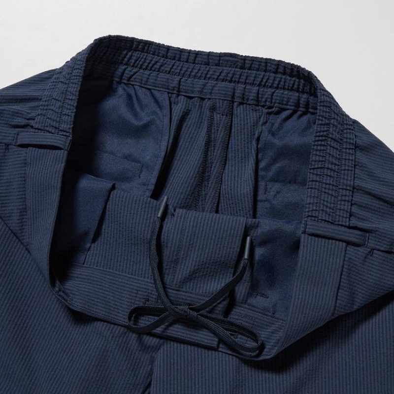 Uniqlo Airsense Ultra Light Seersucker Relaxed Fit Broek Heren Donkerblauw | 7645527