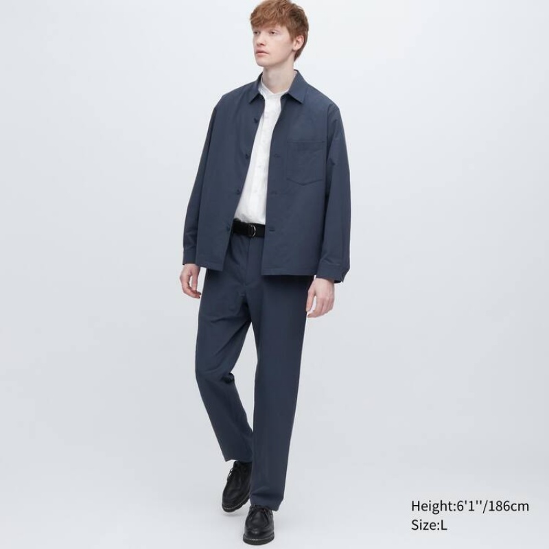 Uniqlo Airsense Ultra Light Seersucker Relaxed Fit Broek Heren Donkerblauw | 7645527