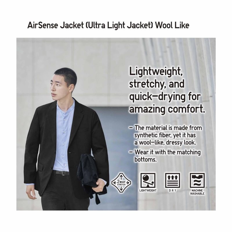 Uniqlo Airsense Wool Like Ultra Light Jassen Heren Grijs | 8924483