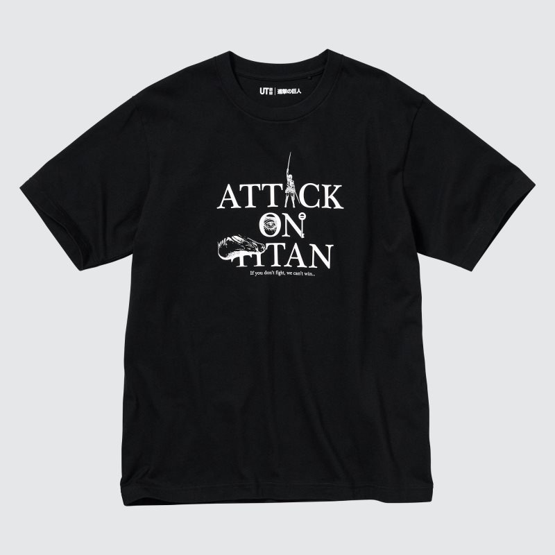 Uniqlo Attack On Titan Ut Short-sleeve Graphic If We Don\'t Fight, We Can\'t Win T-shirts Heren Zwart | 6134278