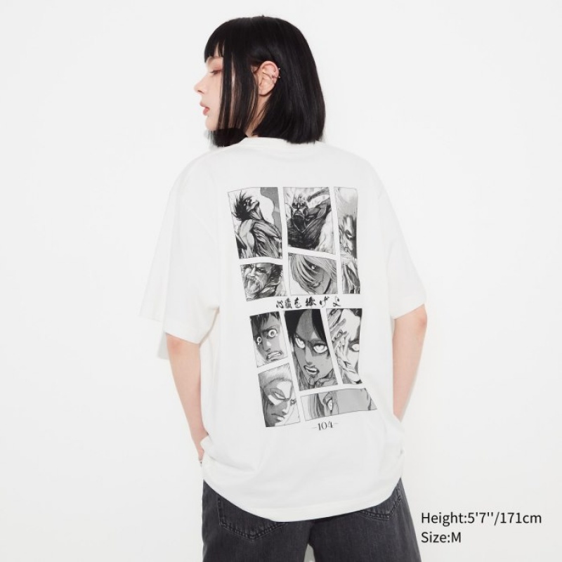Uniqlo Attack on Titan UT Short Sleeve T-shirts Dames Wit | 429439