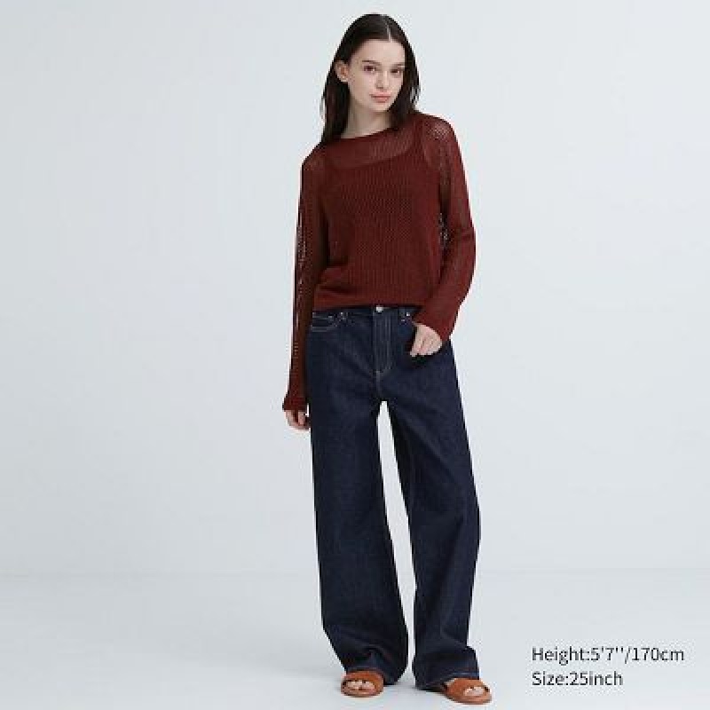 Uniqlo Baggy Jeans Dames Donkerblauw | 3437199