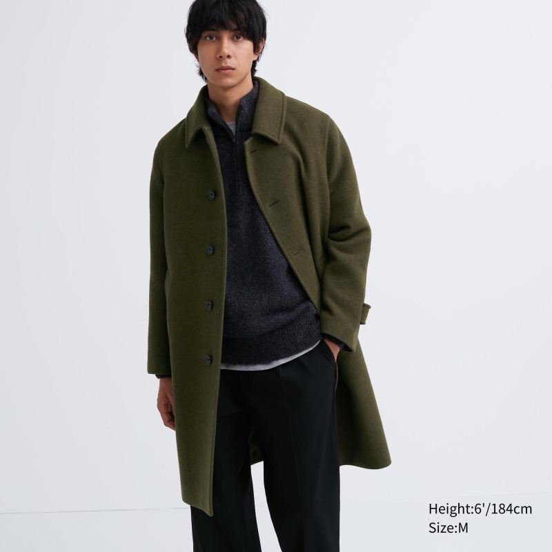 Uniqlo Balmacaan Jassen Heren Olijfgroen | 5804966