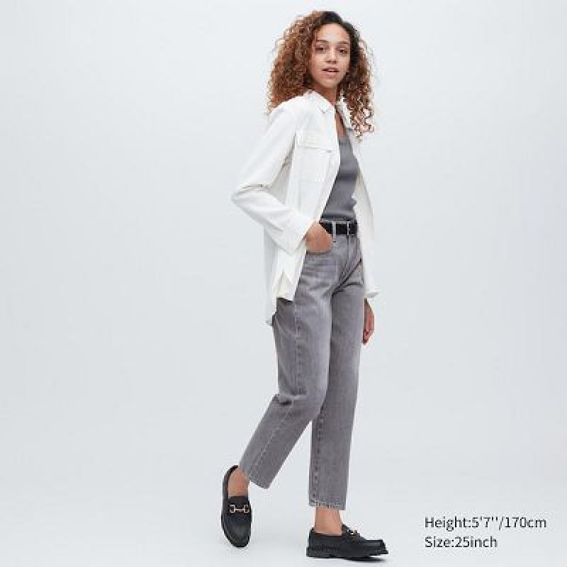 Uniqlo Boyfriend Tapered Jeans Dames Grijs | 2989952