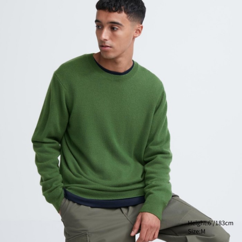 Uniqlo Cashmere Crew Neck Long-sleeve Truien Dames Groen | 2302623