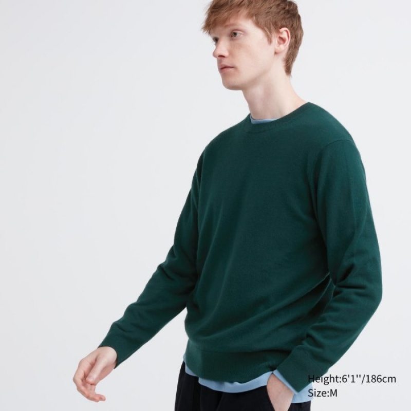 Uniqlo Cashmere Crew Neck Long-sleeve Truien Dames Groen | 3643001
