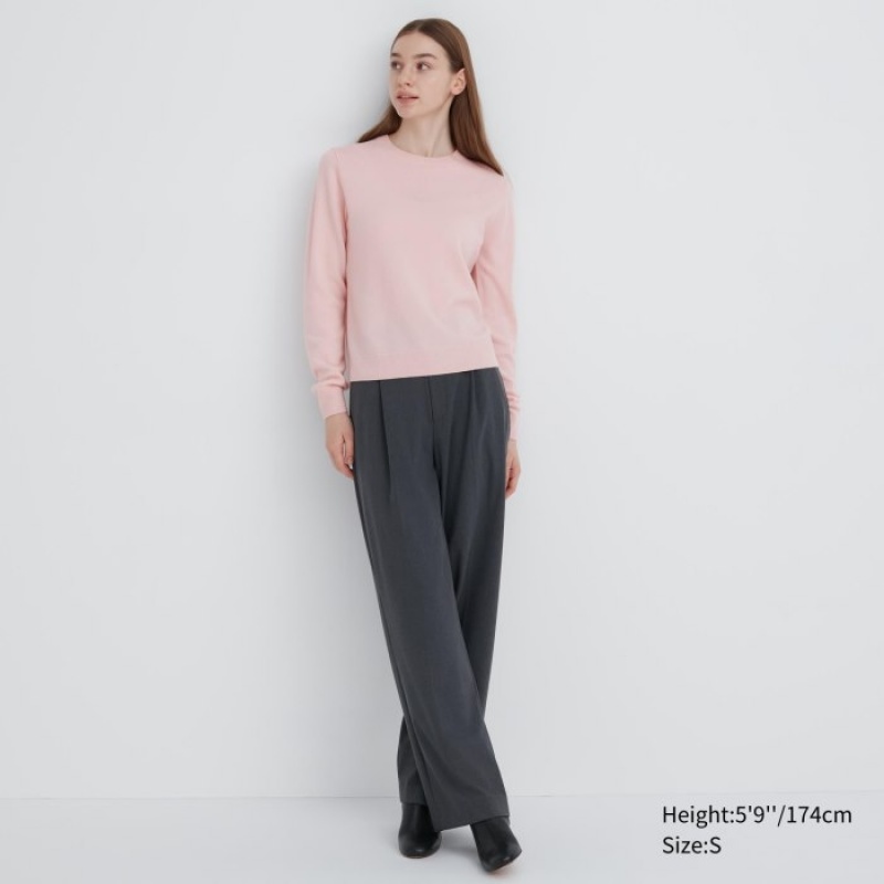 Uniqlo Cashmere Crew Neck Long-sleeve Truien Dames Roze | 1959608