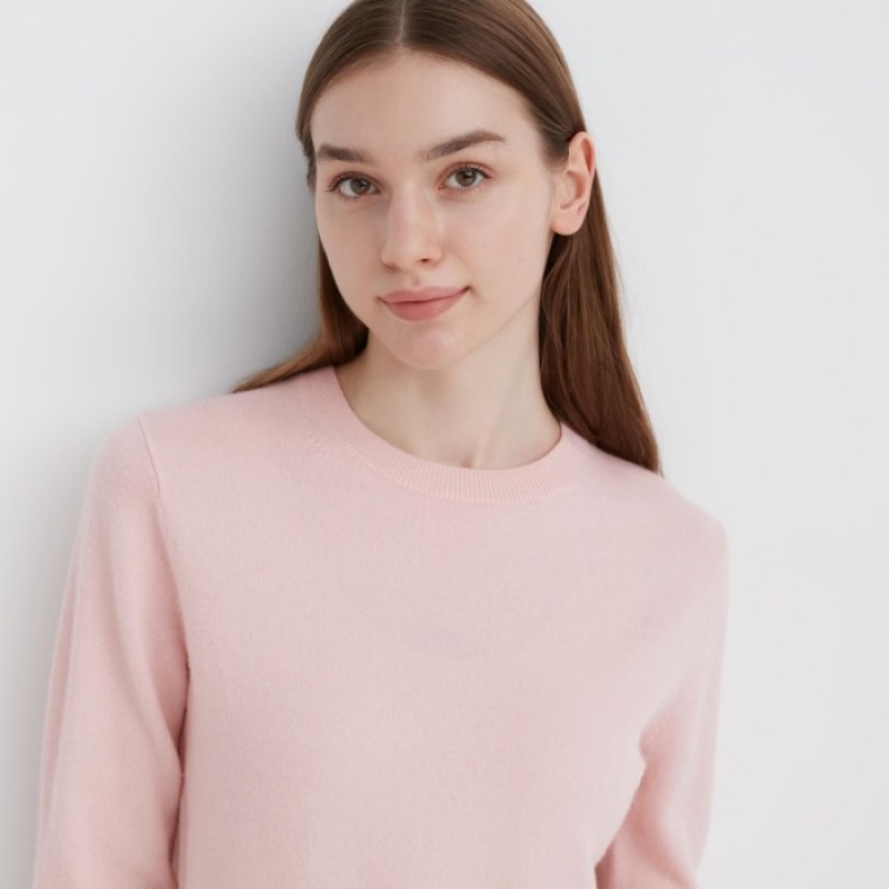 Uniqlo Cashmere Crew Neck Long-sleeve Truien Dames Roze | 1959608