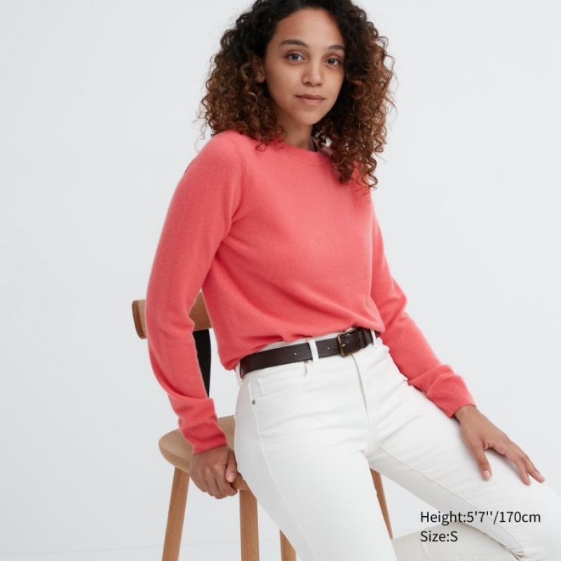 Uniqlo Cashmere Crew Neck Long-sleeve Truien Dames Roze | 1959608