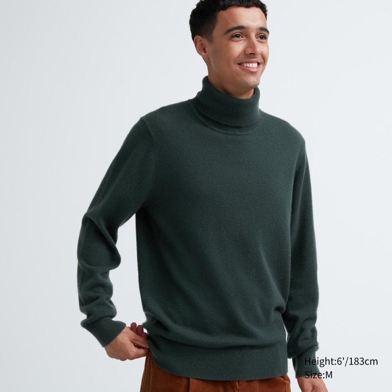 Uniqlo Cashmere Turtleneck Long-sleeve Truien Heren Olijfgroen | 4961672