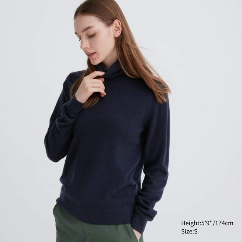 Uniqlo Cashmere Turtleneck Truien Dames Donkerblauw | 6706238