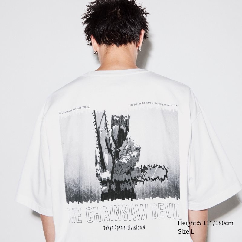 Uniqlo Chainsaw Man × Kosuke Kawamura Short Sleeve Ut Oversized T-shirts Heren Wit | 3310935