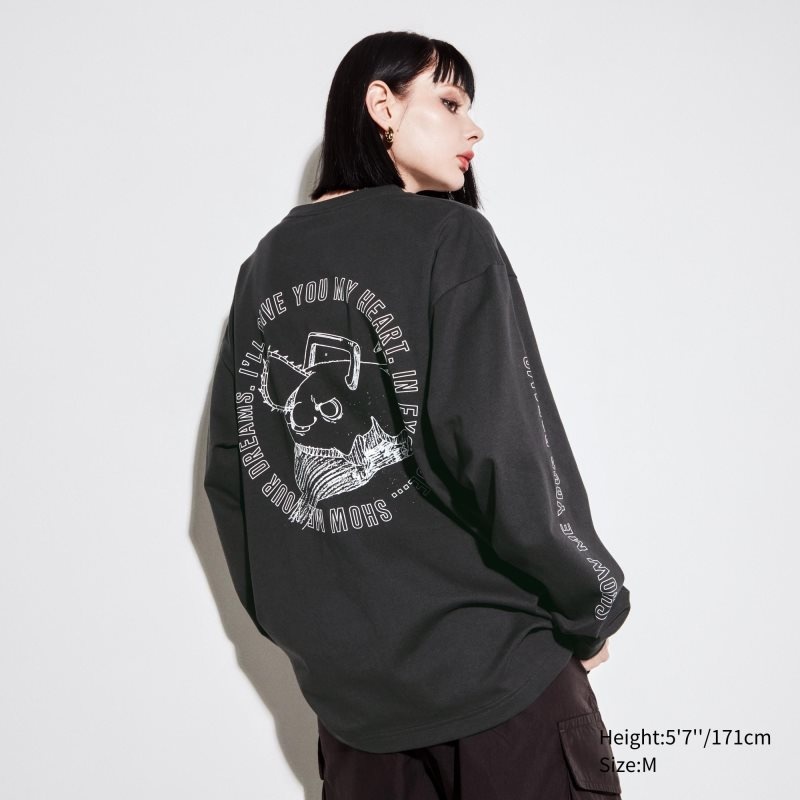 Uniqlo Chainsaw Man × Kosuke Kawamura Ut Long-sleeve Graphic T-shirts Heren Grijs | 750621