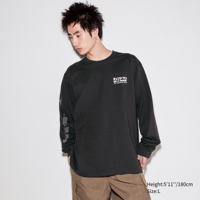 Uniqlo Chainsaw Man × Kosuke Kawamura Ut Long-sleeve Graphic T-shirts Heren Grijs | 750621