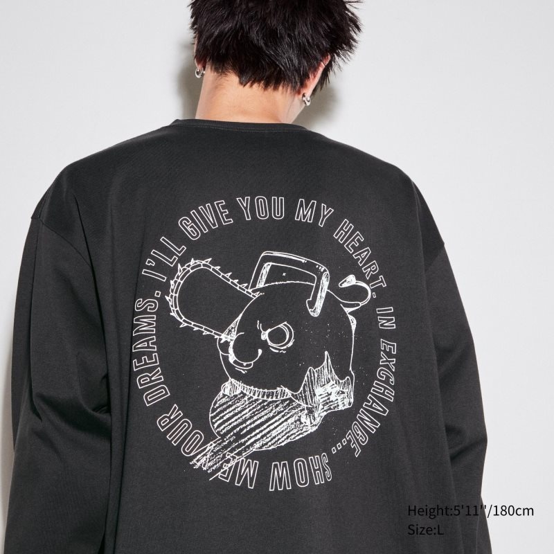 Uniqlo Chainsaw Man × Kosuke Kawamura Ut Long-sleeve Graphic T-shirts Heren Grijs | 750621
