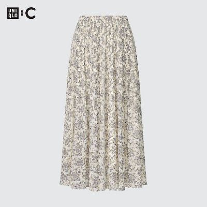 Uniqlo Chiffon Pleated Rokken Dames Wit | 6148755